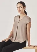 Womens Kayla V-neck Pleat Blouse_1