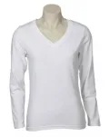 Ladies Long Sleeve V Neck Stretch Tee_1