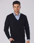 UNISEX WOOL/ACRYLIC V-NECK JUMPER_1